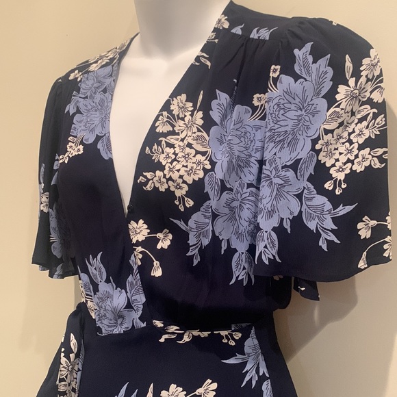 Privacy Please Plaza Kimono Floral Wrap Maxi Dress Navy Blue - Picture 7 of 11